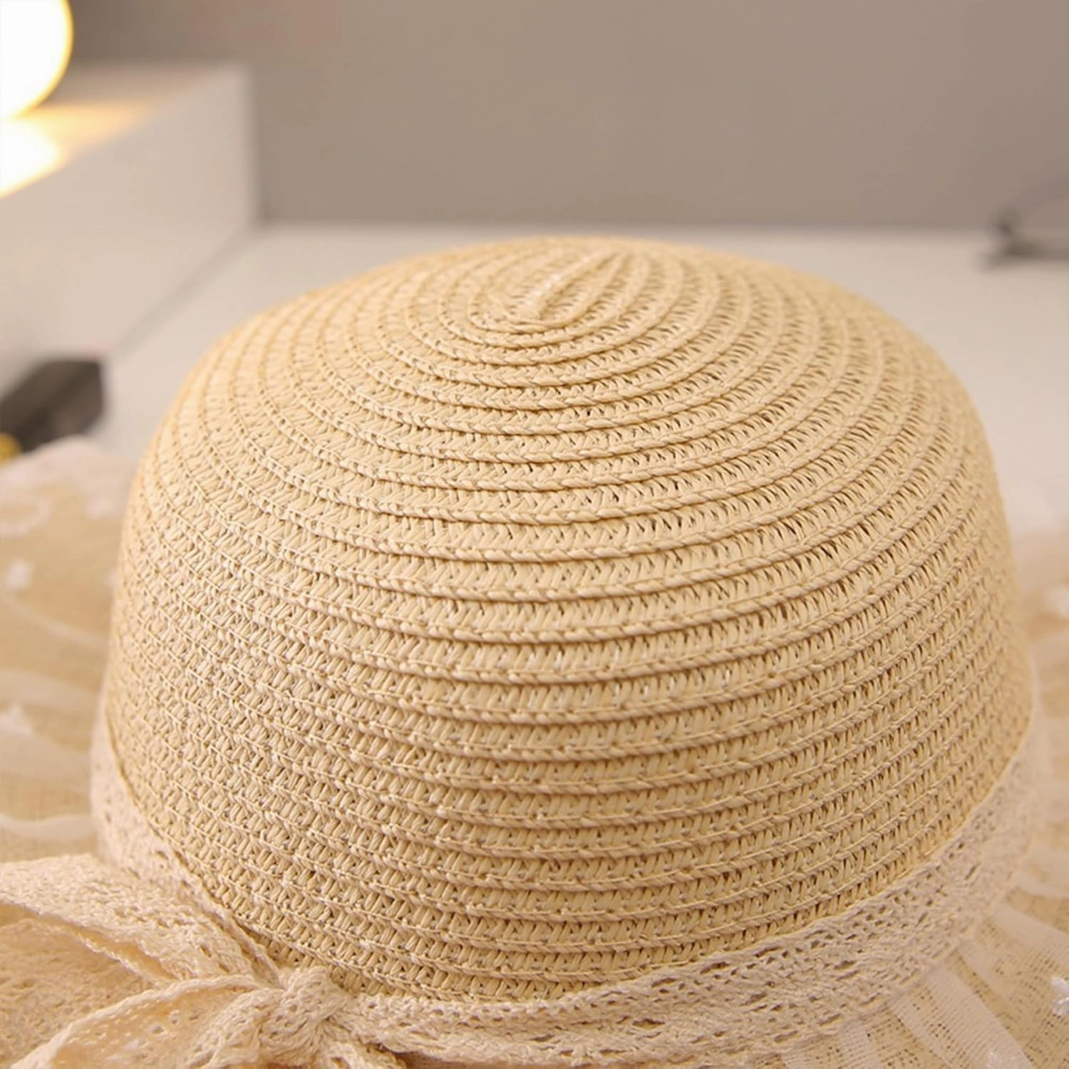 Girls Straw Sun Hat Cute Summer Outdoor Beach Wide Brim