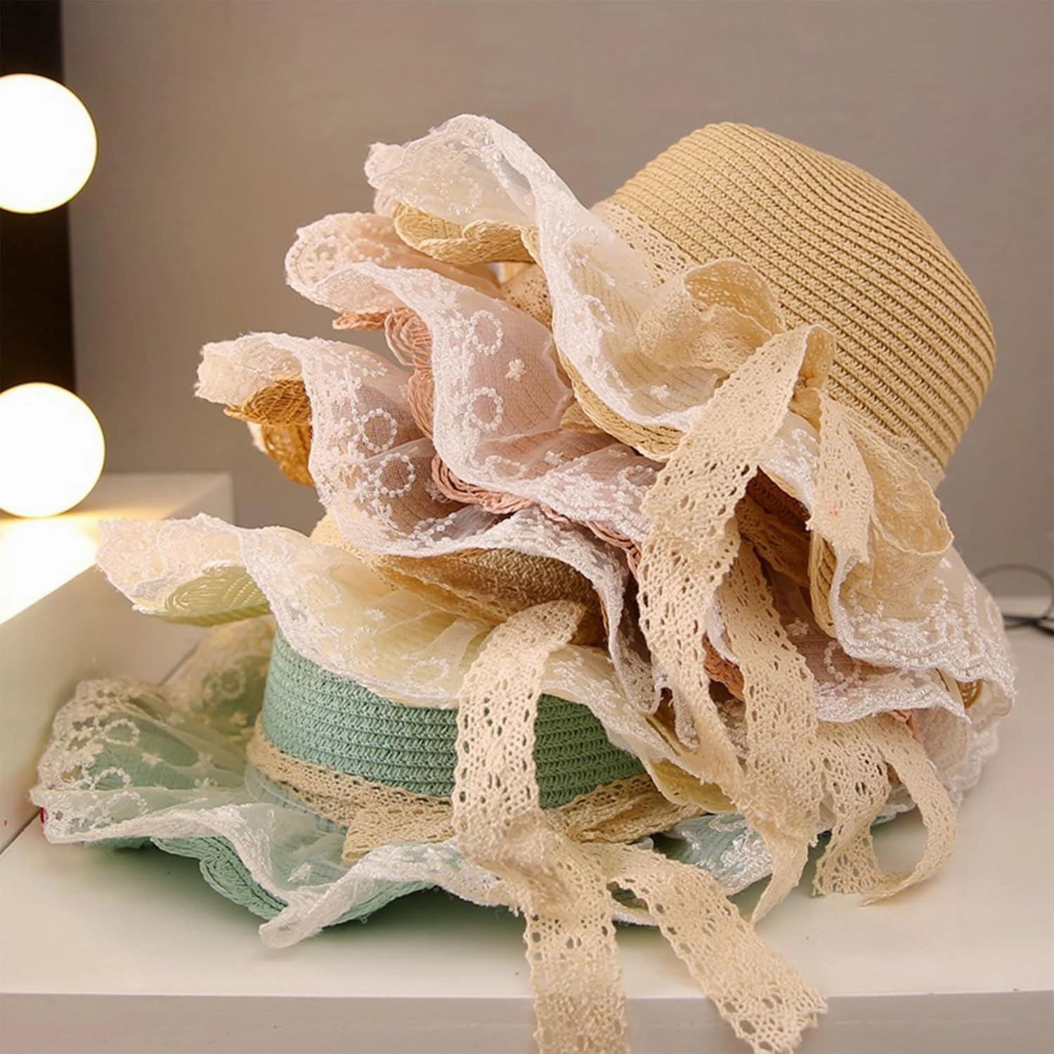 Girls Straw Sun Hat Cute Summer Outdoor Beach Wide Brim