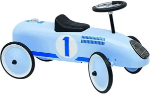 Goki Classic Blue Metal Ride-On Racing Car