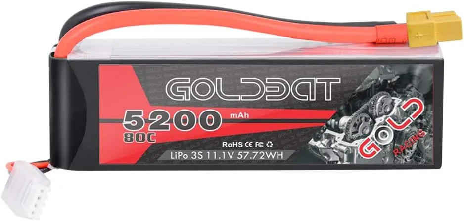 GOLDBAT 5200mAh 3S 11.1V 80C LiPo RC Short Battery Pack with XT60 Connector Softcase for RC Car Truck Quadcopter Airplane Helicopter Boat
