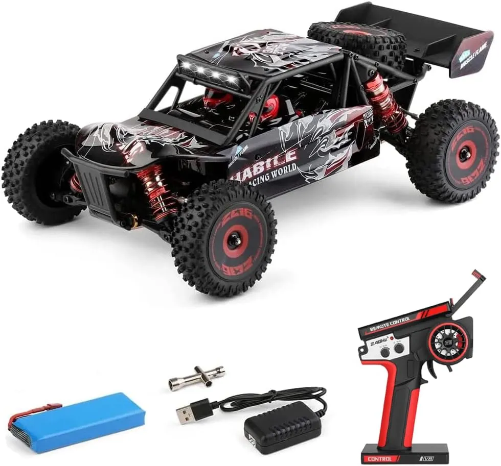 GoolRC WLtoys 124016 V2 Brushless RC Cars, 1:12 Scale Remote Control Car, 4WD 75KM/H High Speed Racing Car for Adults, 2.4GHz All Terrain Off Road RC Truck, Electric Vehicle Buggy with Metal Chassis