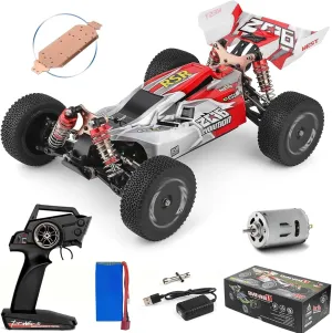 GoolRC WLtoys 144001 RC Car, 4WD 2.4GHz 60km/h High Speed Remote Control Car Off-Road RC Trucks, 1:14 Scale RC Buggy with RTR Aluminum Alloy Chassis 550 Motor Gifts for Adults (Red)