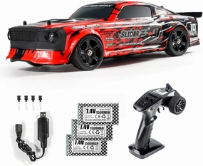GoolRC 2103 RC Drift Car with Gyro, 1:14 Scale 4WD 35KM/H High Speed RC Racing Car with LED Lights & 3 Batteries for Kids and Adults