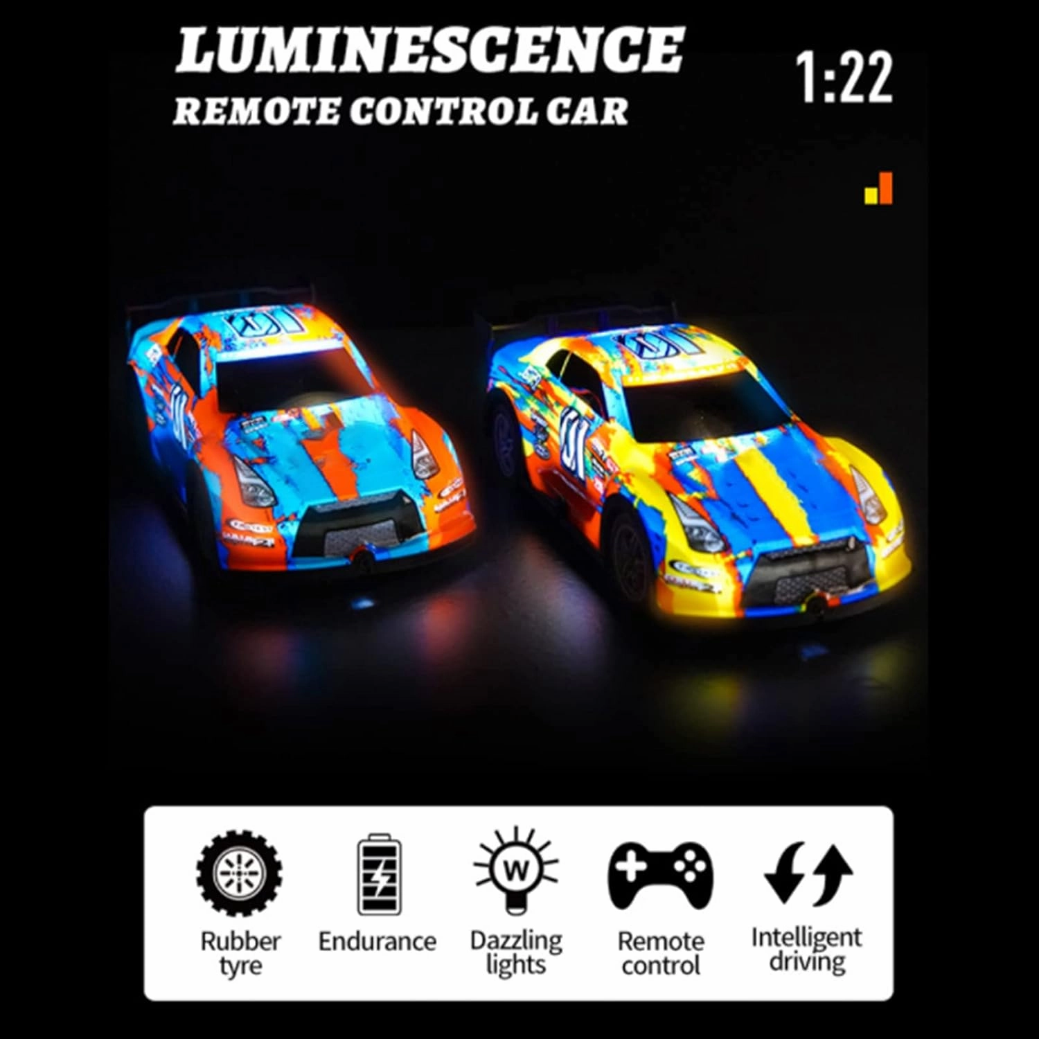 GoolRC RC Drift Car, 1:22 Scale 4WD Electric Sport Racing Car for Boys and Girls (P220 Yellow)
