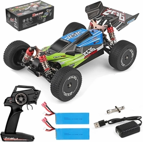 GoolRC WLtoys RC Car, XKS 144001 RC Car, 1/14 4WD 2.4GHz RC Buggy 60KM/h High Speed Remote Control Car for Adults Kids Off Road RC Car with 2 Batteries with RTR Aluminum Alloy Chassis (Green)