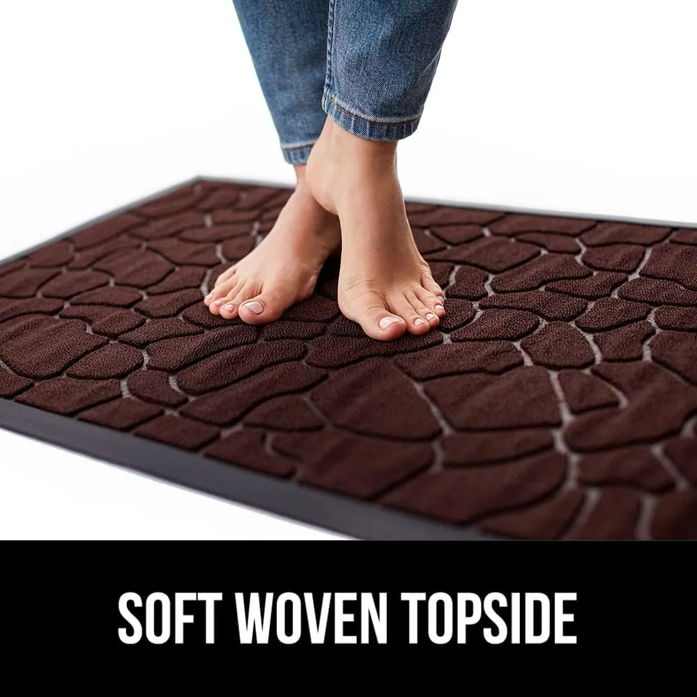 GORILLA GRIP 100% Waterproof All-Season WeatherMax Doormat, 23x35, Durable Natural Rubber, Stain and Fade Resistant, Low Profile, Indoor Outdoor Door Mats, Easy Clean Entrance Mat, Dark Brown Pebble