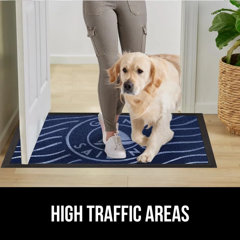 GORILLA GRIP 100% Waterproof All-Season WeatherMax Doormat, 23x35, Durable Natural Rubber, Stain and Fade Resistant, Low Profile, Indoor Outdoor Door Mats, Easy Clean Patio Entrance Mat, Blue Sailing