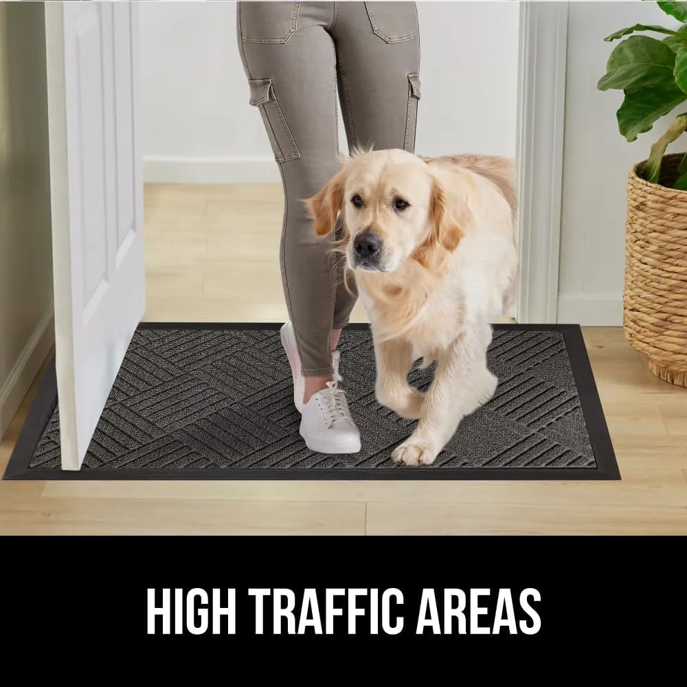 GORILLA GRIP 100% Waterproof All-Season WeatherMax Doormat, 47x35, Durable Natural Rubber, Stain and Fade Resistant, Low Profile, Indoor Outdoor Door Mats, Easy Clean Patio Entrance Mat, Gray Diamond