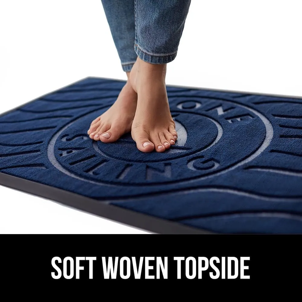 GORILLA GRIP 100% Waterproof All-Season WeatherMax Doormat, Durable Natural Rubber, Stain and Fade Resistant, Low Profile, Indoor Outdoor Door Mats, Easy Clean Patio Entrance Mat, 17x29, Blue Sailing