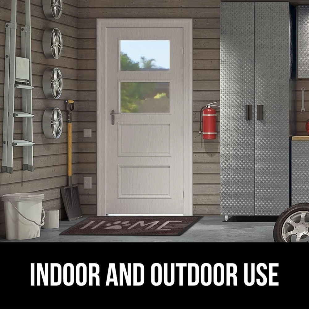 GORILLA GRIP 100% Waterproof All-Season WeatherMax Doormat, 23x35, Durable Natural Rubber, Stain and Fade Resistant, Low Profile, Indoor Outdoor Door Mats, Easy Clean Entrance Mat, Espresso Home Paw