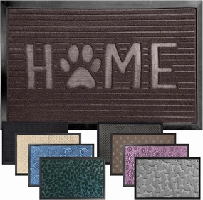 GORILLA GRIP 100% Waterproof All-Season WeatherMax Doormat, 23x35, Durable Natural Rubber, Stain and Fade Resistant, Low Profile, Indoor Outdoor Door Mats, Easy Clean Entrance Mat, Espresso Home Paw