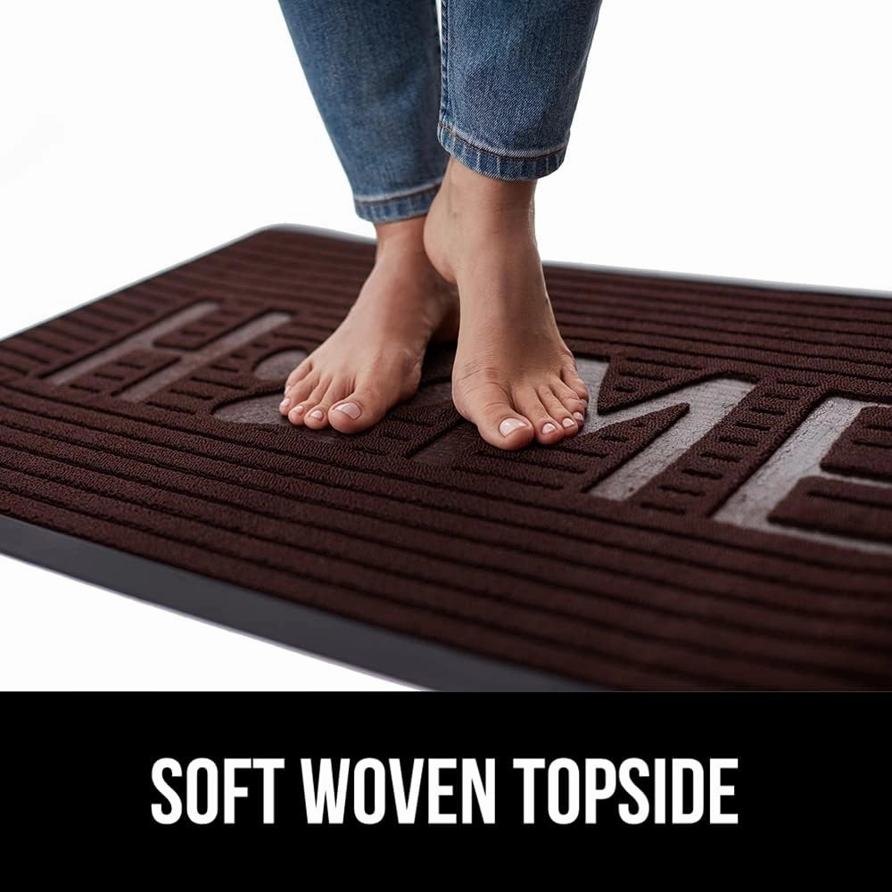 GORILLA GRIP 100% Waterproof All-Season WeatherMax Doormat, 23x35, Durable Natural Rubber, Stain and Fade Resistant, Low Profile, Indoor Outdoor Door Mats, Easy Clean Entrance Mat, Espresso Home Paw