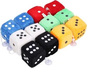 GOTOTOP 12 Pcs Plush Car Dice 6cm Dice Car Accessories Dice with Dots and Suction Cups for Car Interior Ornament Decoration