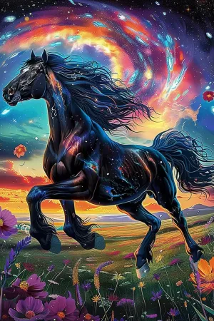 Grassland Running Horses 1000 Pieces Puzzles for Adults - Holidays Jigsaw Puzzle - Alphabet On The Back - Stress Free for Beginners - Great for Family Educational Activities