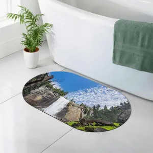 Green Quick-Dry Diatomaceous Earth Bath Mat Park Alpine Forest Natural Scenic Non-Slip Super Absorbent Fast Drying for Bathroom Kitchen Door mat Farm House Decor 15.7x23.6 Inches