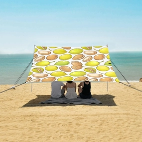 Green Brown Nut Beach Camping Tent Sun Shelter for Whole Family, Beach Shade Canopy with UPF50  UV Protection,Easy Set Up and Carry,Outdoor Shade for Trips, Fishing, Backyard Fun Picnics