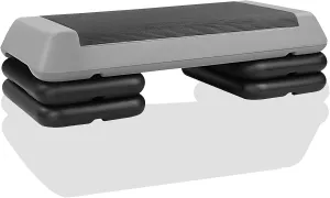 Grey Aerobic Step Platform - Adjustable 4-Riser Home Gym Stepper, Health Club Size for Exercise Workouts