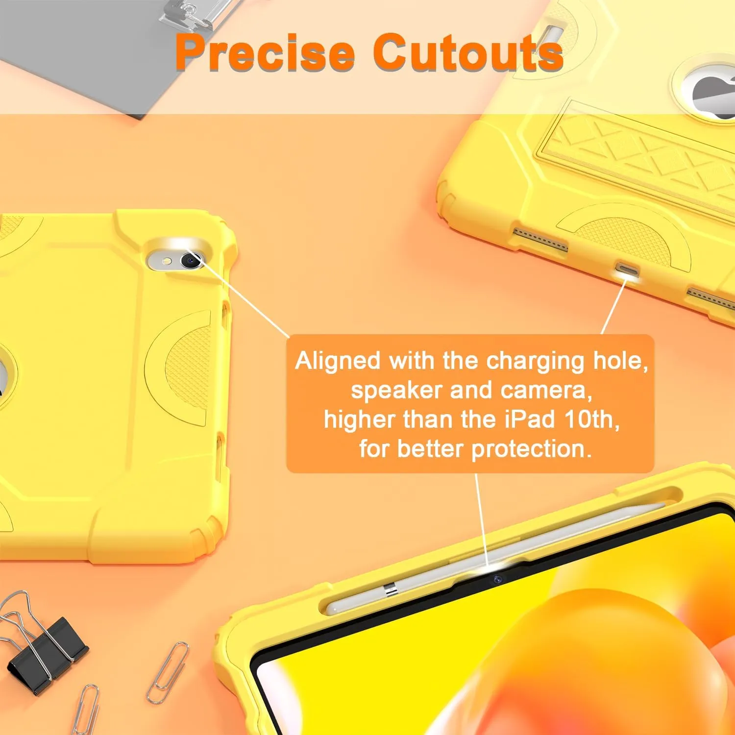 Grifobes for iPad 11-inch (A16) 2025 / 10th Generation Case 10.9 inch 2022, iPad 11th / 10th Case with Pencil Holder Heavy Duty Rugged Protective Cover with Kickstand for Girls Kids Gold