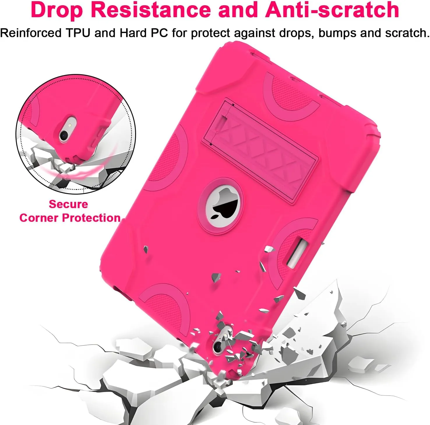 Grifobes for iPad 11-inch (A16) 2025 / 10th Generation Case 10.9 inch 2022, iPad 11th / 10th Case with Pencil Holder Heavy Duty Rugged Protective Cover with Kickstand for Girls Kids Hot Pink