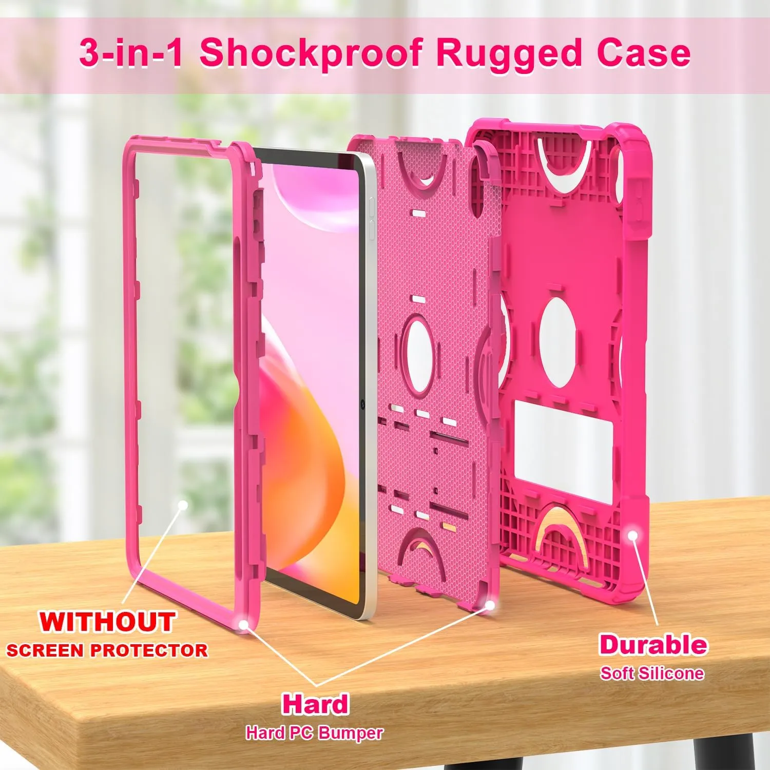 Grifobes for iPad 11-inch (A16) 2025 / 10th Generation Case 10.9 inch 2022, iPad 11th / 10th Case with Pencil Holder Heavy Duty Rugged Protective Cover with Kickstand for Girls Kids Hot Pink