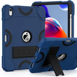 Grifobes for iPad 11-inch (A16) 2025 / 10th Generation Case 10.9 inch 2022, iPad 11th / 10th Case with Pencil Holder Heavy Duty Rugged Protective Cover with Kickstand for Girls Kids Navy Blue