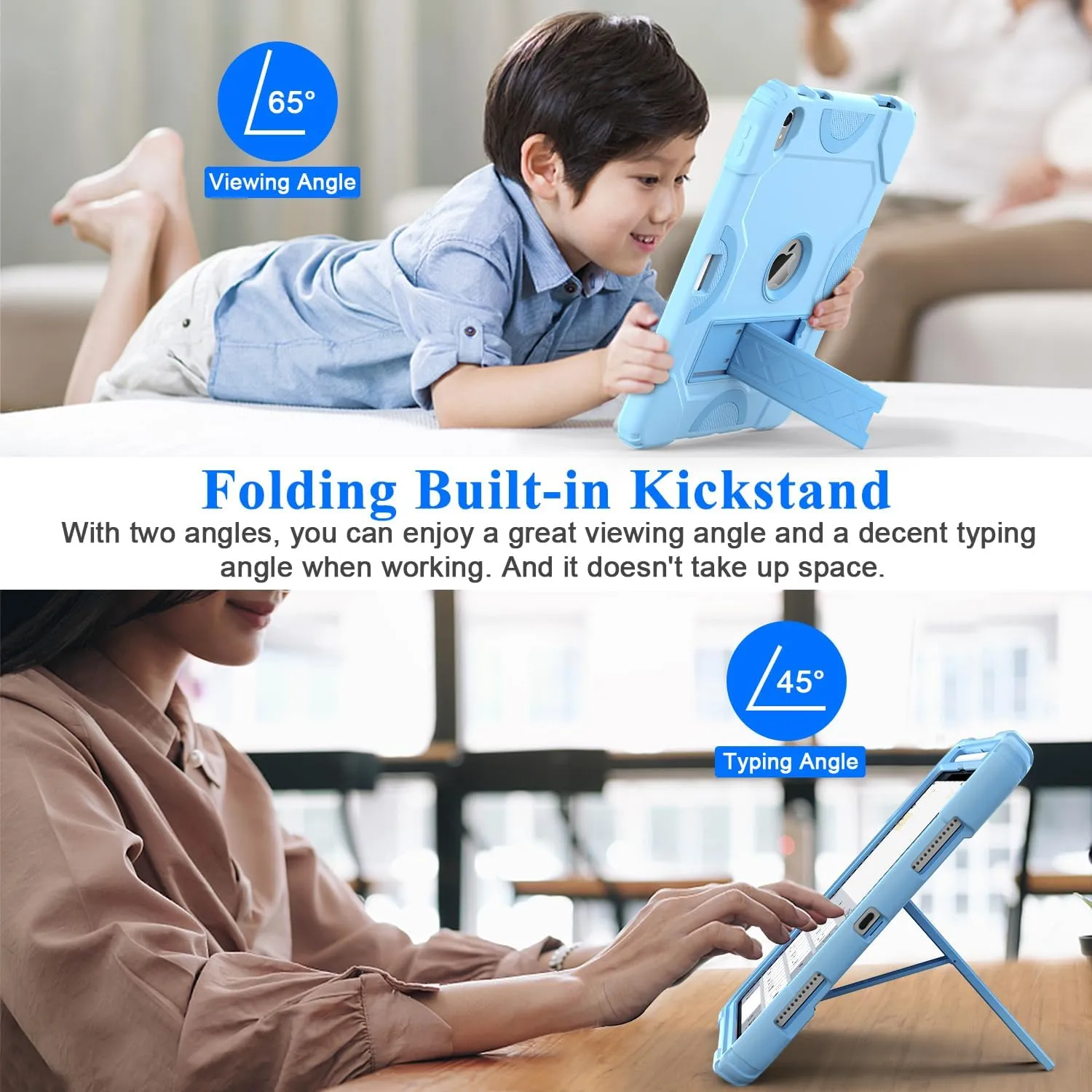 Grifobes for iPad 11-inch (A16) 2025 / 10th Generation Case 10.9 inch 2022, iPad 11th / 10th Case with Pencil Holder Heavy Duty Rugged Protective Cover with Kickstand for Girls Kids Sky Blue