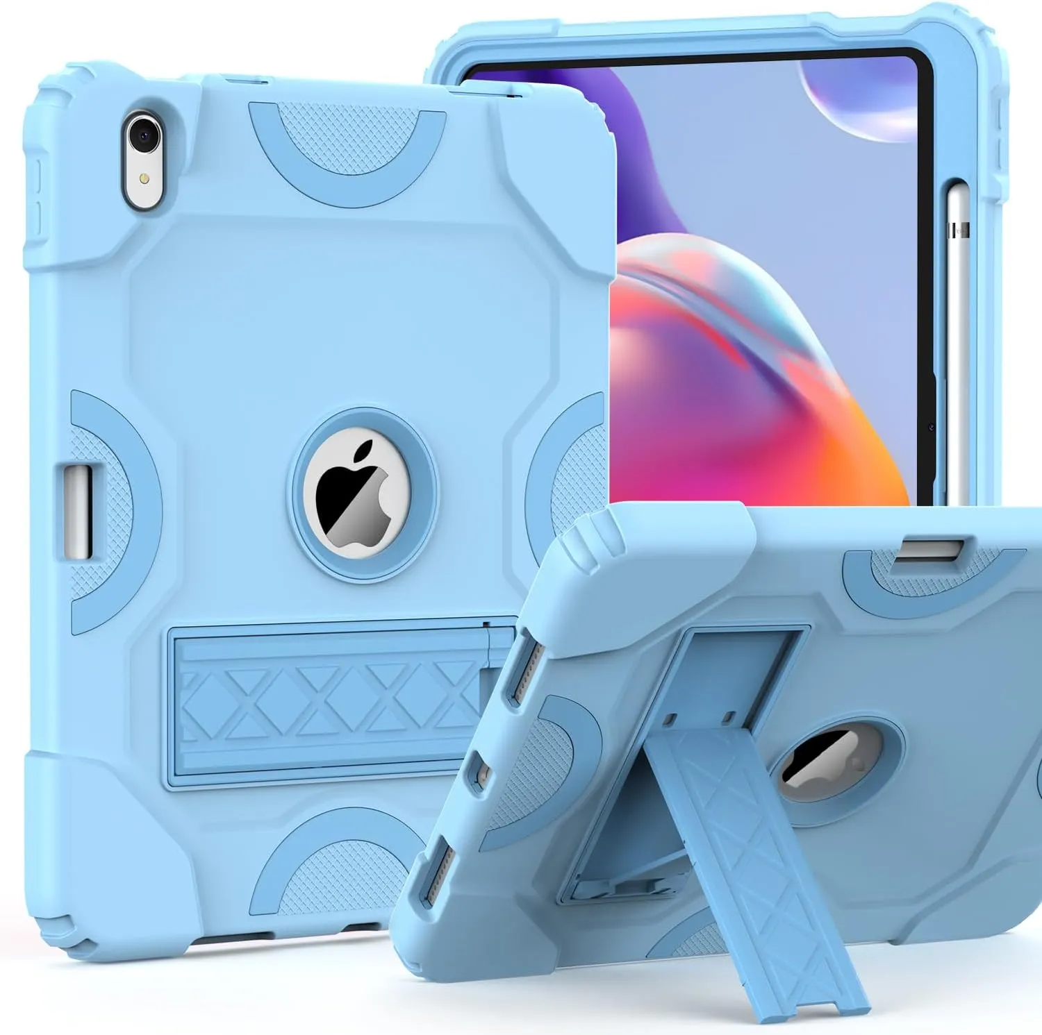 Grifobes for iPad 11-inch (A16) 2025 / 10th Generation Case 10.9 inch 2022, iPad 11th / 10th Case with Pencil Holder Heavy Duty Rugged Protective Cover with Kickstand for Girls Kids Sky Blue