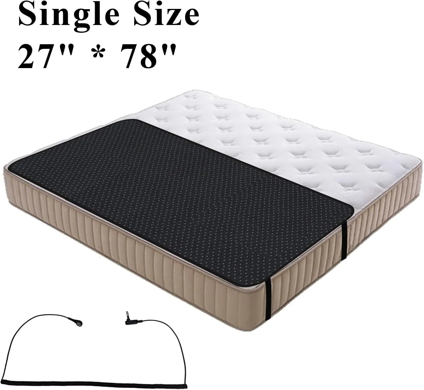 Grounding Mat for Bed, Grounding Mattress Cover for Improving Sleep, Sleep Pad, Earth Mat Carbon Leatherette Therapy (27" x 78")