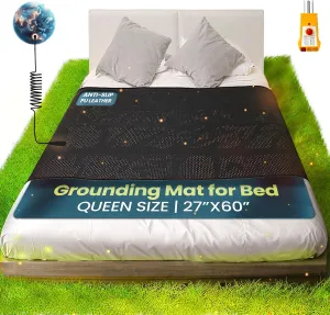 Grounding Mat for Bed Queen Size 27''×60'' - Grounding Mattress Pad for Sleeping with Anti-Slip PU Leather – Grounding Sheets for Wellness and Relaxation with Tracking System & Digital Manual