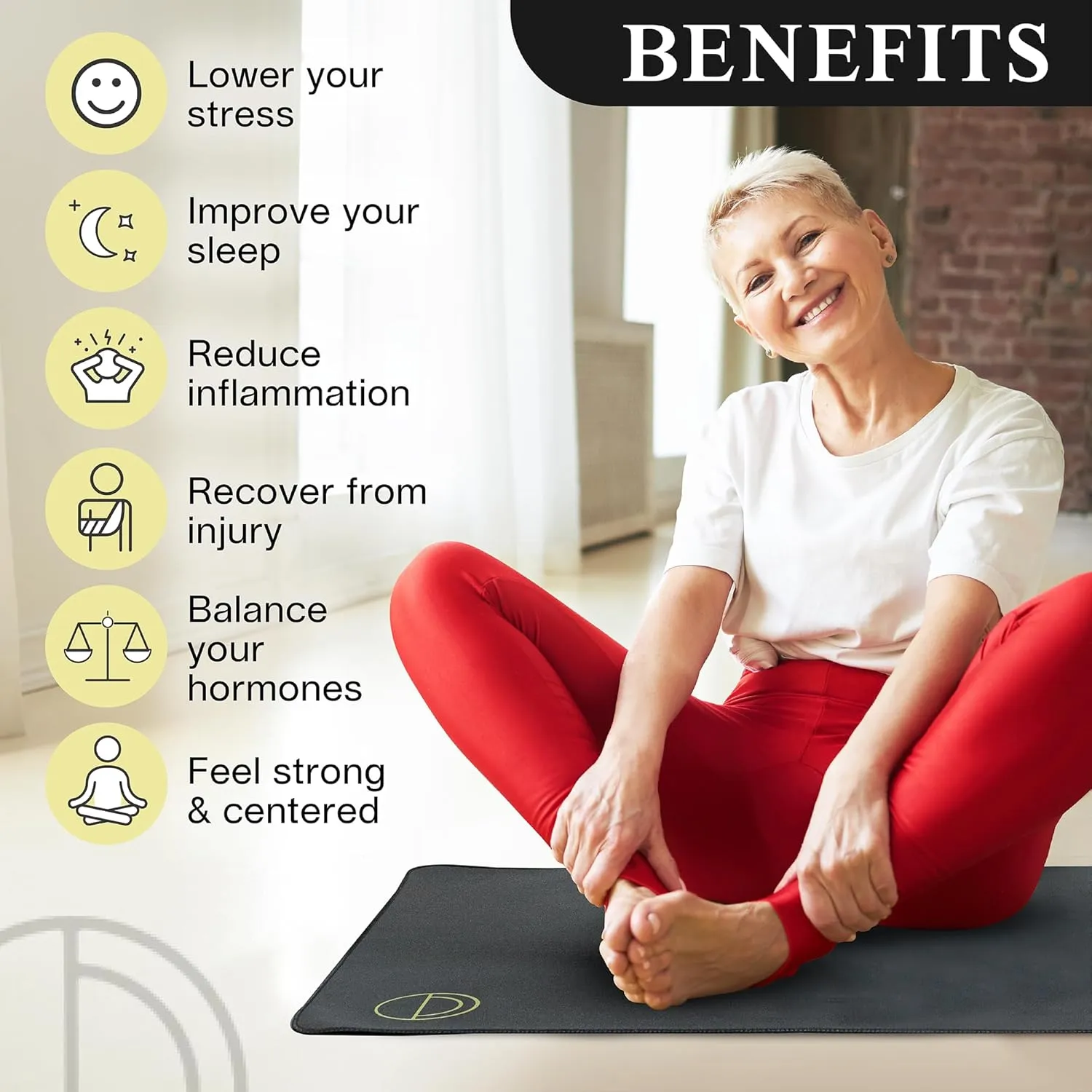 Grounding Mat for Feet (13x29in) – Earth Connected Wellness for Pain Relief, Muscle Tension & Relaxation – Travel Size Grounding Pad with Outlet Tester by Earth and Moon