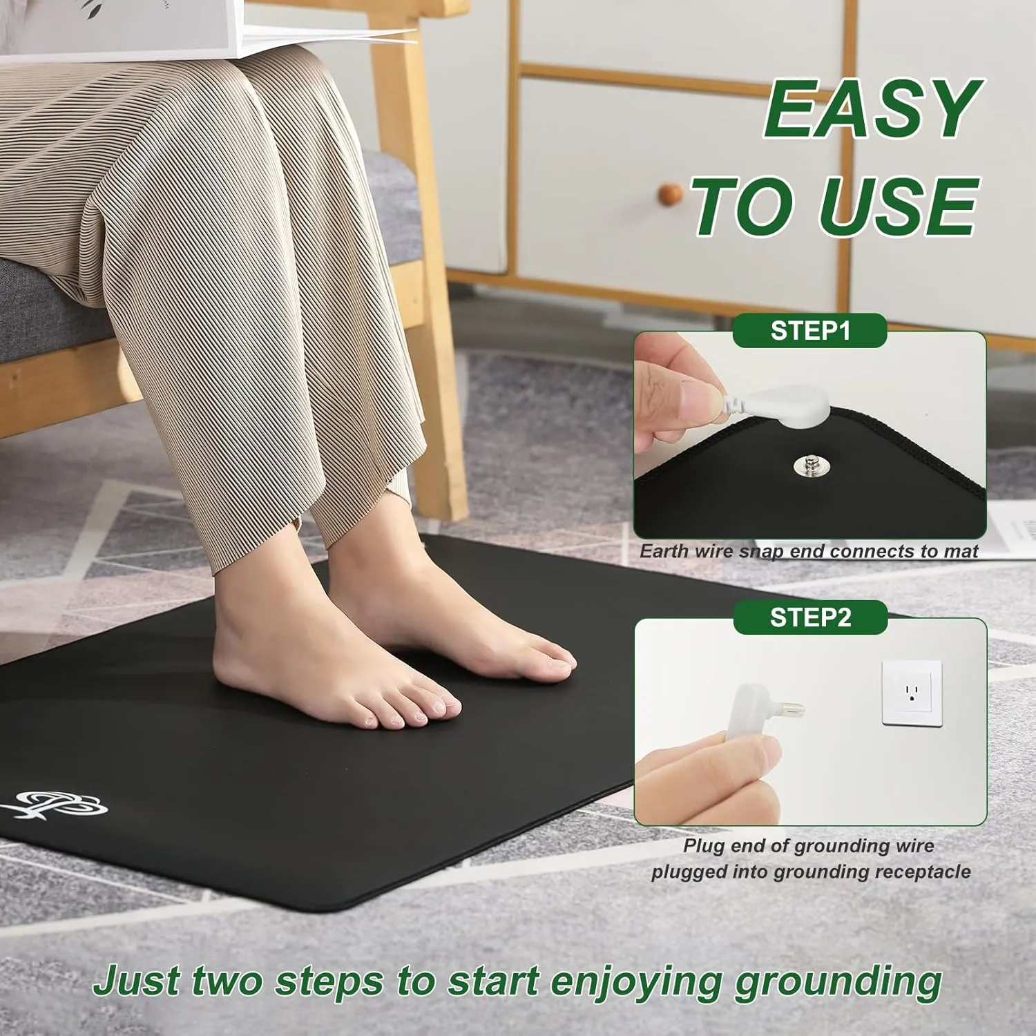 Grounding Mat for Feet 3MM Thickened Earthing Mat Grounding Pad for Improve Sleep, Pain Relief, Inflammation, Reduce Anxiety, Grounding Mats for Working