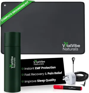 Grounding Mat for Feet Therapy, Sleep & Energy - Anti-Slip & Anti-Static Grounding Pad with Grounding Cord   Adapter   Instruction Manual for Easy Setup, Home & Office (15.7” x 23.6”)