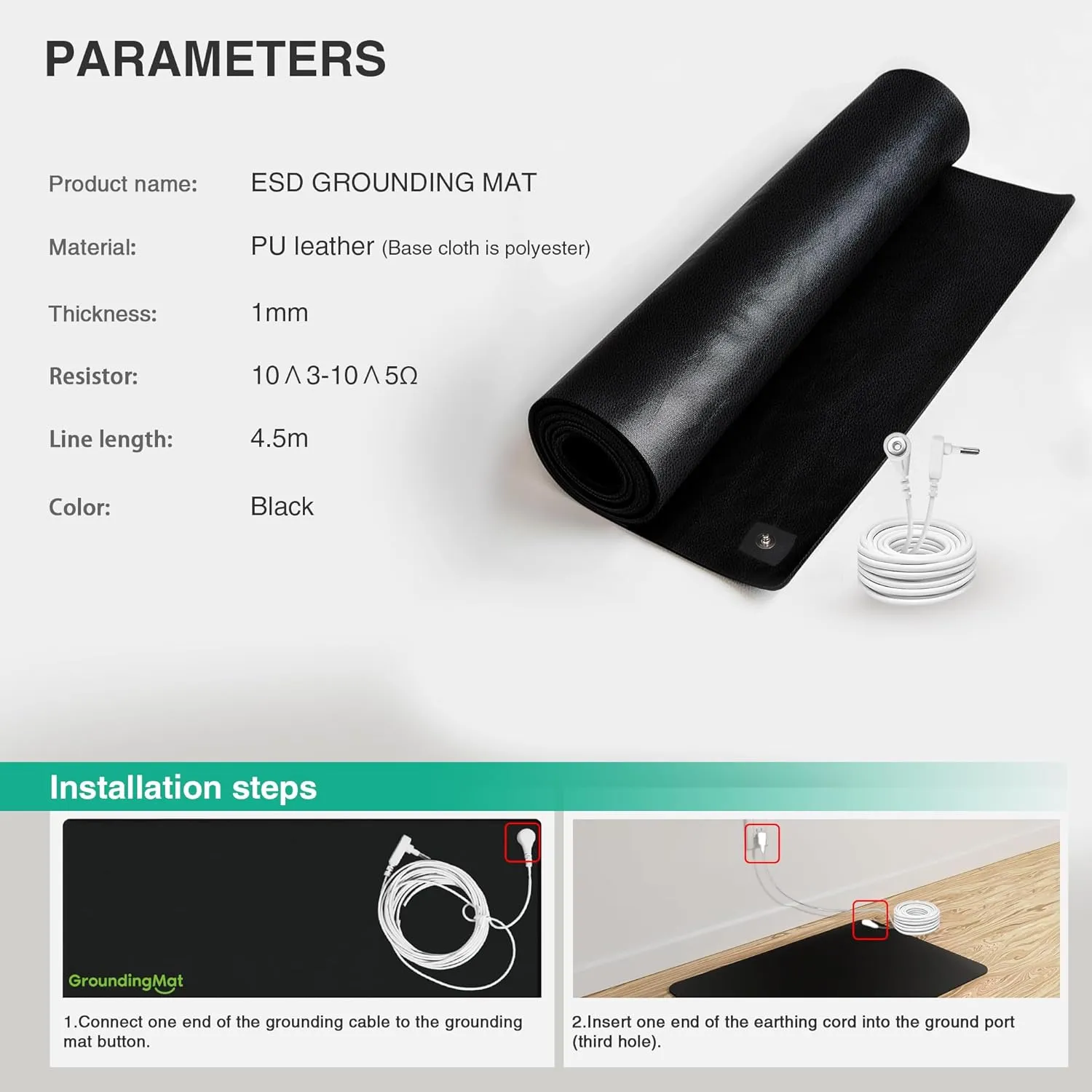 Grounding Mat for Sleep, Energy, Pain Relief, Inflammation, Balance, Wellness. Earth Connected Therapy. Indoor Grounding at Home, Office, Work. 15 Foot Cord Included,16 * 24 in
