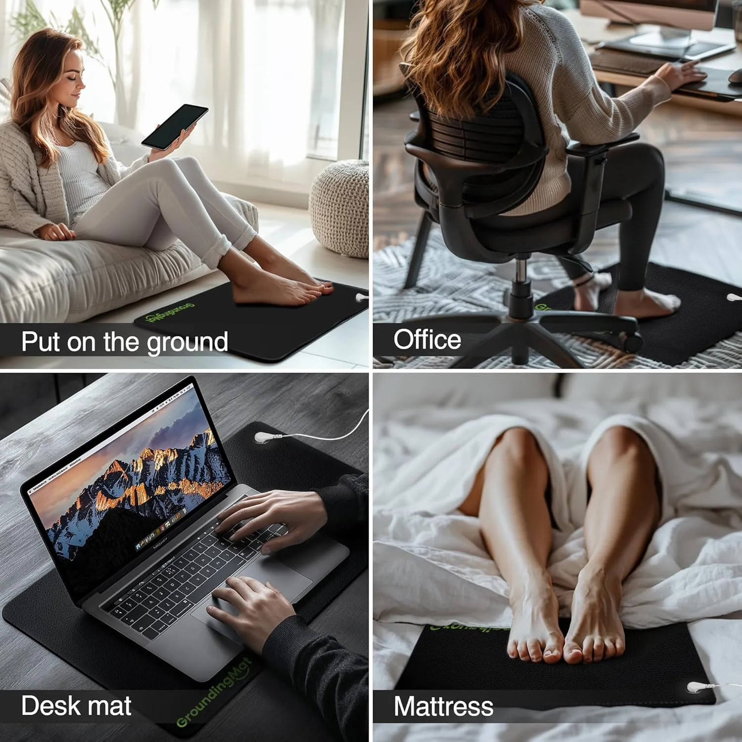 Grounding Mat for Sleep, Energy, Pain Relief, Inflammation, Balance, Wellness. Earth Connected Therapy. Indoor Grounding at Home, Office, Work. 15 Foot Cord Included,16 * 24 in