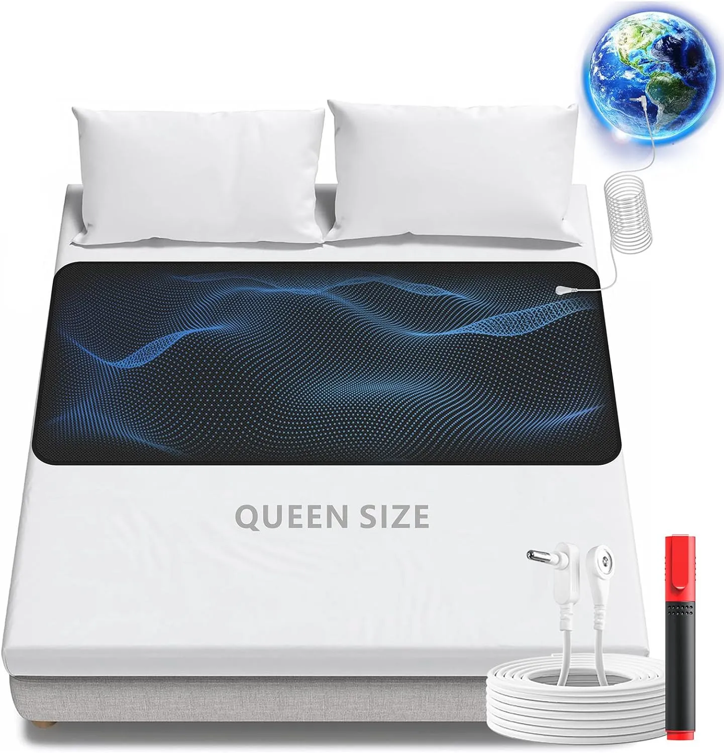 Grounding Mat,Grounding Pad for Bed, Sleep Grounding Matt, Anti-Slip Breathable PU Leather Grounding Mats,Earth Connected Therapy,Improve Sleep Boost Energy,Grounding Mattress for Queen