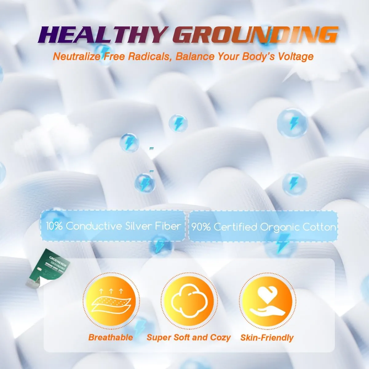Grounding Sheets 10% Silver Fiber Grounding Mat for Bed Grounding Flat Sheet All Bed Sizes 26x112in White