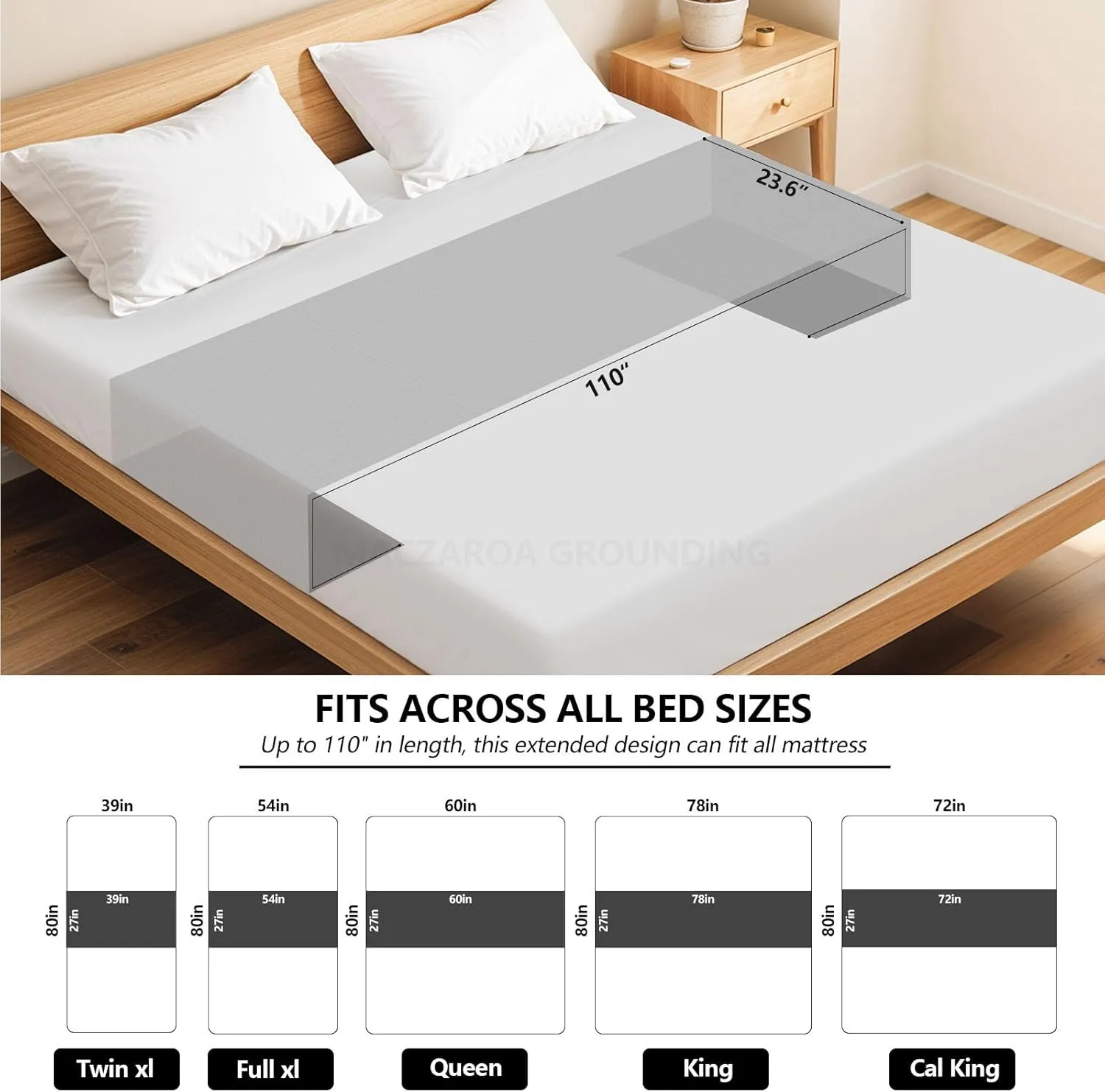 Grounding Sheets – Grounding Mat for Bed, 10% Silver Fiber Grounded Fitted Bed Earth Sheets for All Mattress Sizes, Includes Grounding Cord (Deep Gray)