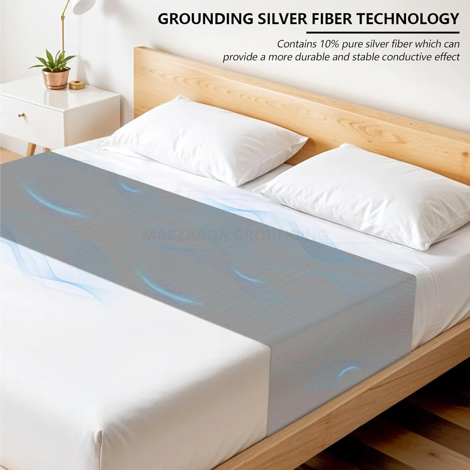 Grounding Sheets – Grounding Mat for Bed, 10% Silver Fiber Grounded Fitted Bed Earth Sheets for All Mattress Sizes, Includes Grounding Cord (Deep Gray)