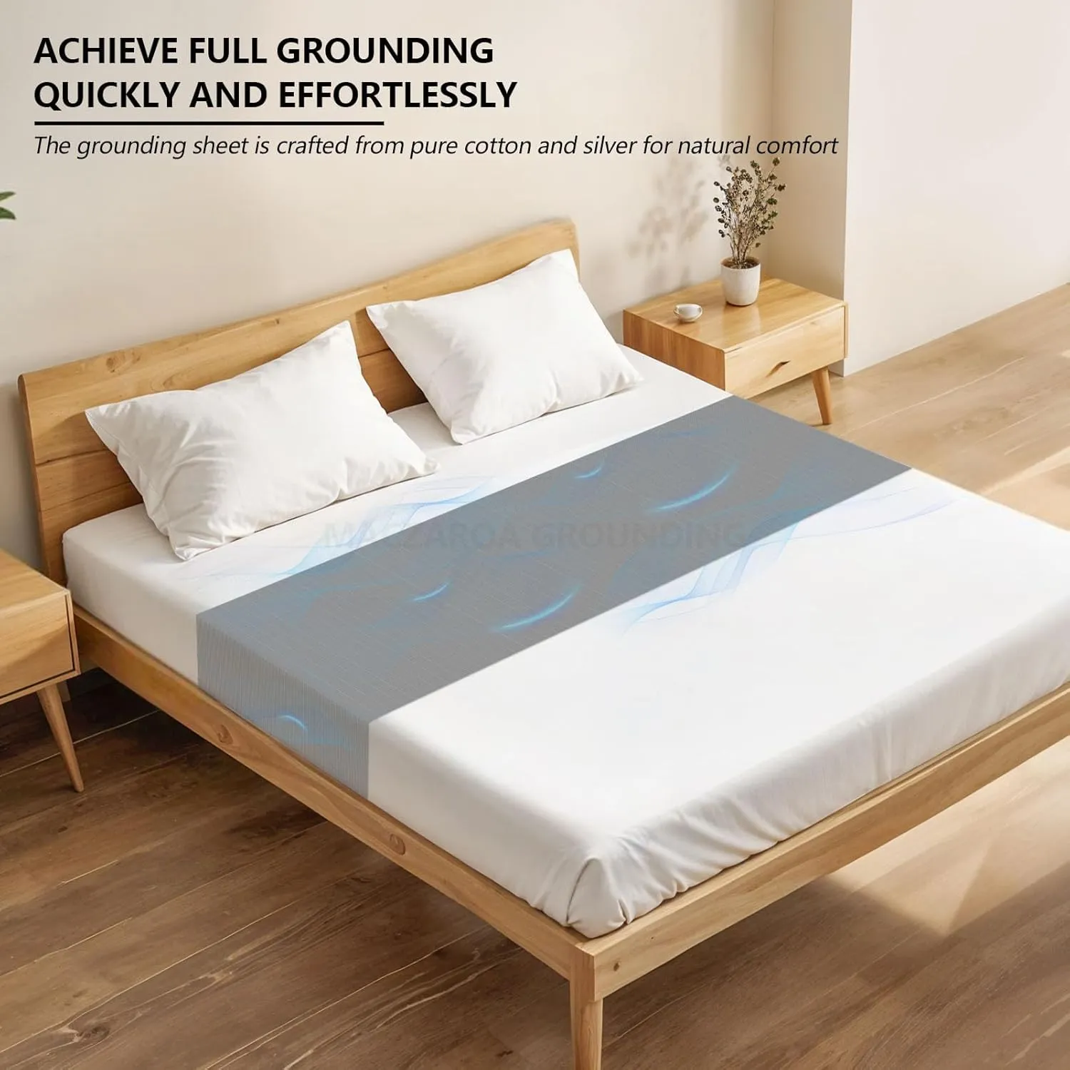 Grounding Sheets – Grounding Mat for Bed, 10% Silver Fiber Grounded Fitted Bed Earth Sheets for All Mattress Sizes, Includes Grounding Cord (Deep Gray)