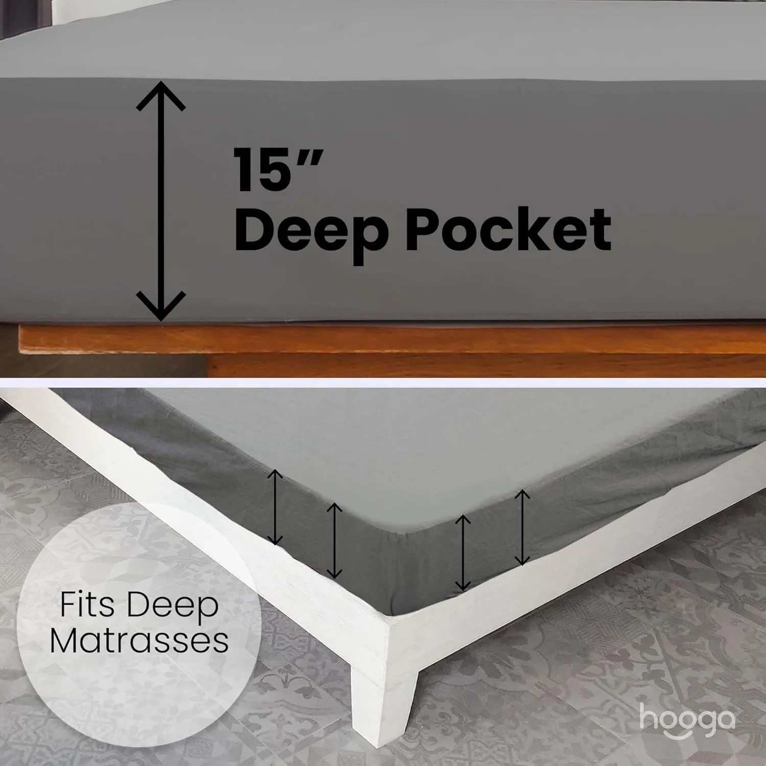 Grounding Sheets, Queen Size, 94% Organic Cotton, 6% Conductive Silver, Fitted, 60"x80"x15", Gray with 15 Ft Cord