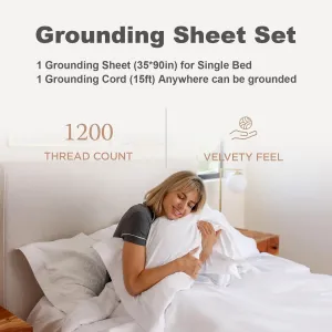 Grounding Sheets with Silver Fiber Organic Cotton Grounding Cord Natural Healthy White (35 * 90IN)
