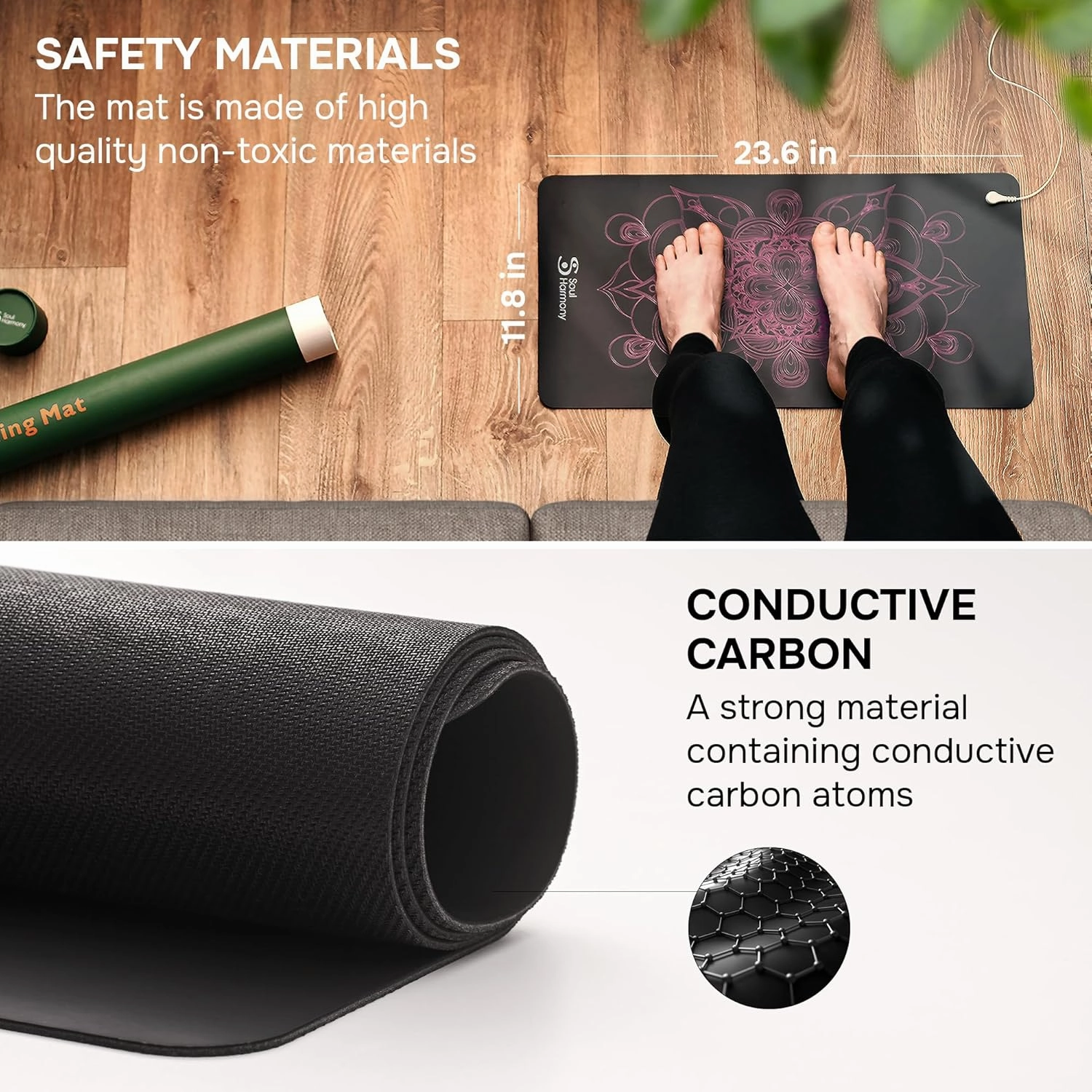 Grounding Mat 11.8"x23.6" - Colored Grounding Mat Earthing - Grounding Pad for Feet - Grounding Mouse Pad - Earthing Mat