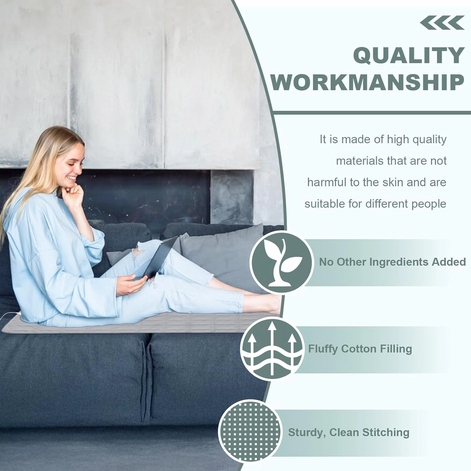 Grounding Mat Cotton Grounded Pad Silver Fiber Earth Connected Mat for Bed (35"x 50",Beige) Improves Sleep, Promotes Circulation