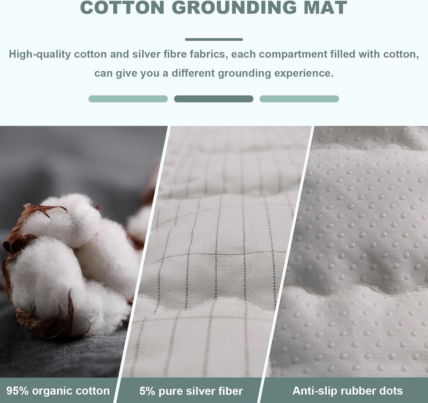 Grounding Mat Cotton Grounded Pad Silver Fiber Earth Connected Mat for Bed (35"x 50",Beige) Improves Sleep, Promotes Circulation