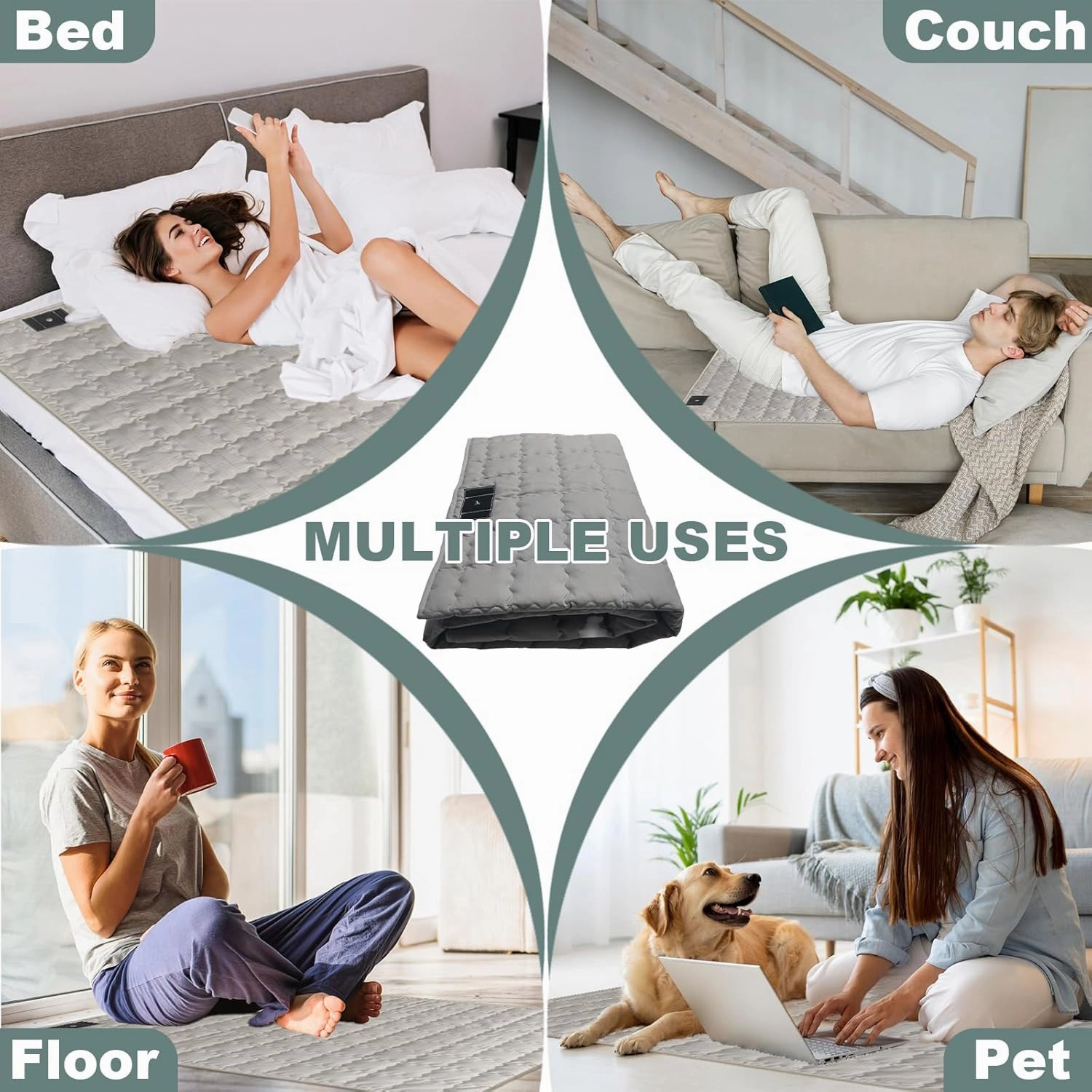 Grounding Mat Cotton Grounded Pad Silver Fiber Earth Connected Mat for Bed (35"x 50",Beige) Improves Sleep, Promotes Circulation