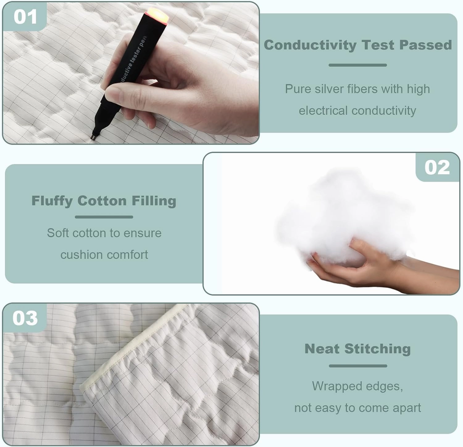 Grounding Mat Cotton Grounded Pad Silver Fiber Earth Connected Mat for Bed (35"x 50",Beige) Improves Sleep, Promotes Circulation