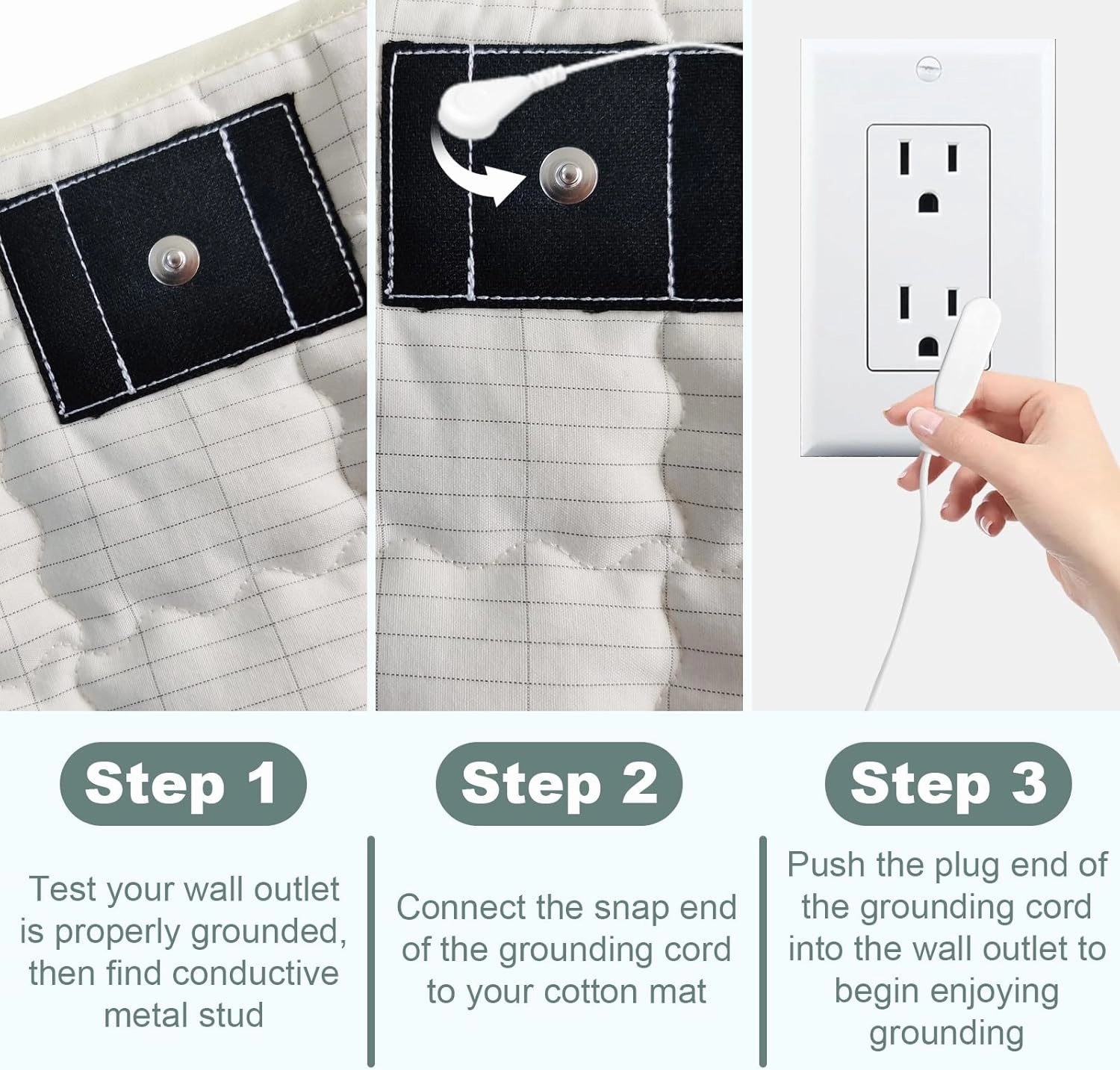 Grounding Mat Cotton Grounded Pad Silver Fiber Earth Connected Mat for Bed (35"x 50",Beige) Improves Sleep, Promotes Circulation
