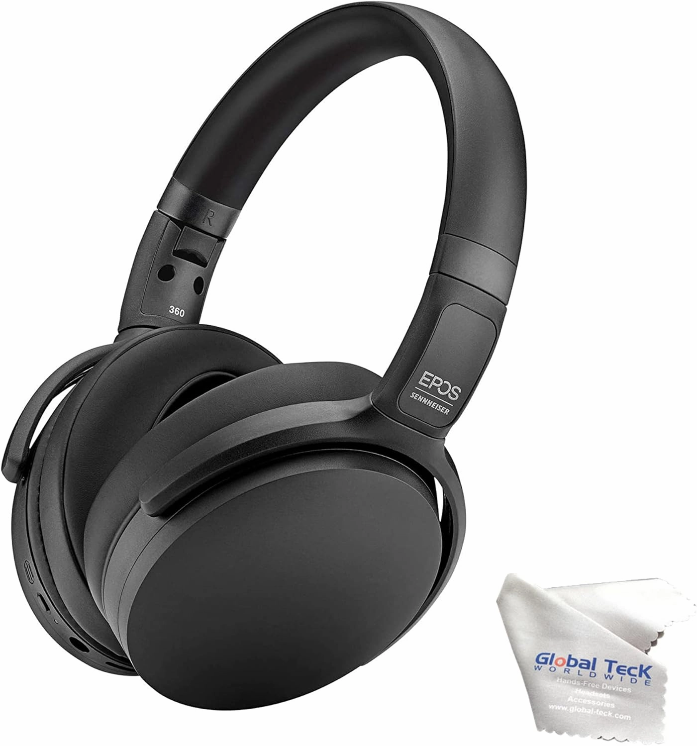 GTW Bundle with EPOS Adapt 360 Wireless Headset and Global Teck Microfiber Cloth- for Streaming Voice and Video, Distance Learning, Remote Work, School, Conferencing Apps - Zoom, Webex, Meet, Teams