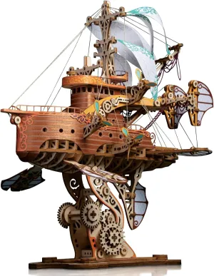 GuDoQi 3D Wooden Puzzles for Adults, DIY Fantasy Spaceship Model Kit, Educational Brain Teaser for Adults to Build, DIY Assembly Toy, Woodcraft Kit, Make Your Own Gifts for Father's Day