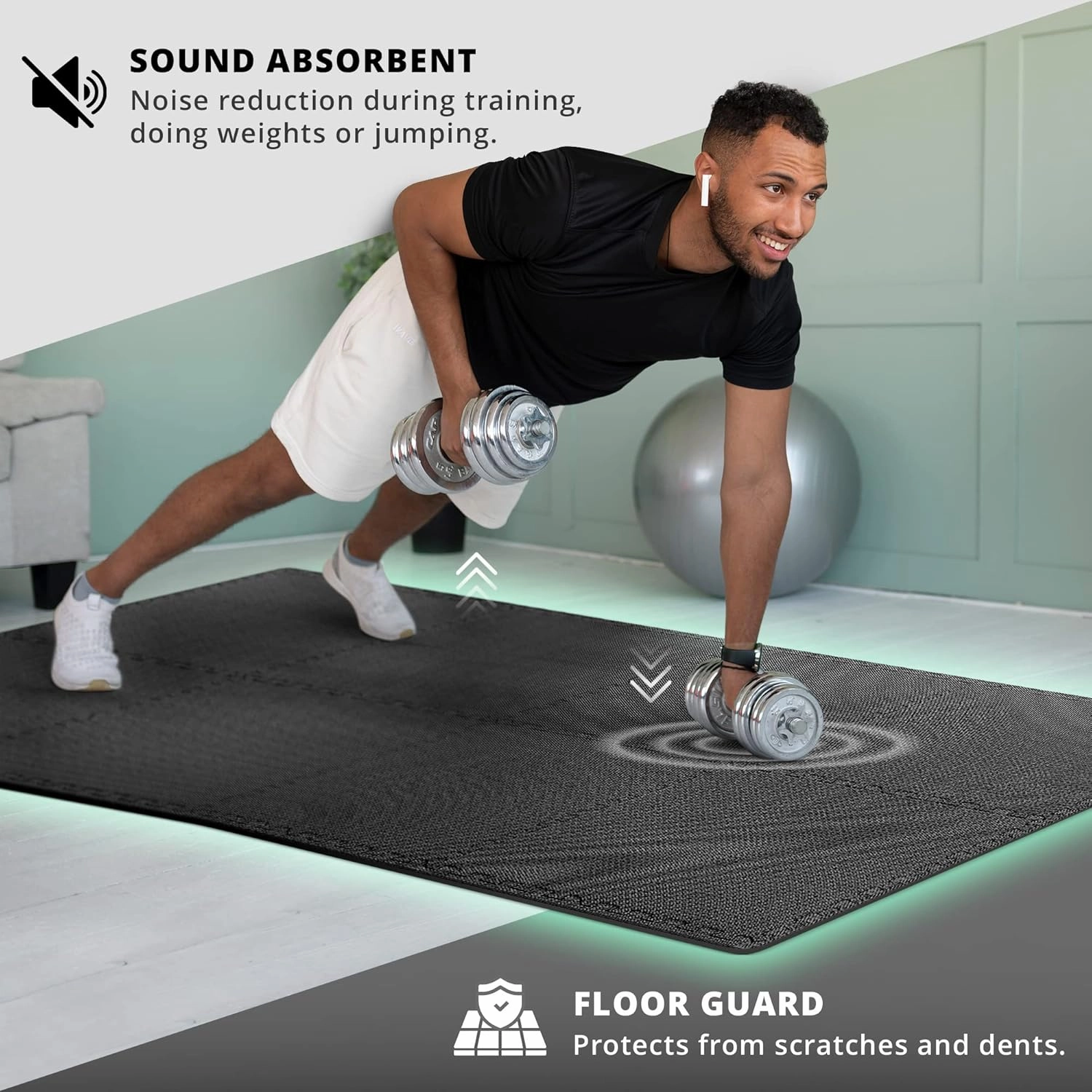 Gym Flooring Set - Interlocking EVA Soft Foam Floor Mat, 18 Pieces Puzzle Rubber Tiles Protective Ground Surface Protection, Play Workout Exercise Mats Underlay Matting Sports Pool Home Fitness Garage